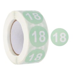 Number 18 Stickers 1″ Round Coded Self-Adhesive Labels Light Teal 500Pcs/Roll
