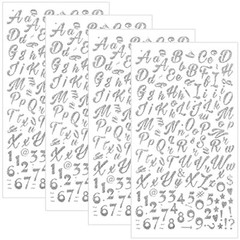 Letter Stickers, Glitter Cursive Alphabet Letter and Number 540pcs Silver