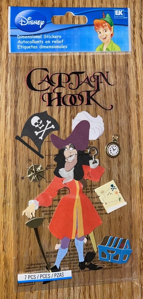 Disney Peter Pan Captain Hook Neverland Sword Treasure Map Flag Clock Stickers
