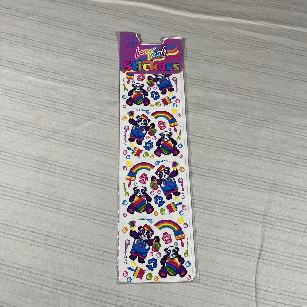 Vintage Lisa Frank Sticker Strip Painter Panda 90s New Sealed