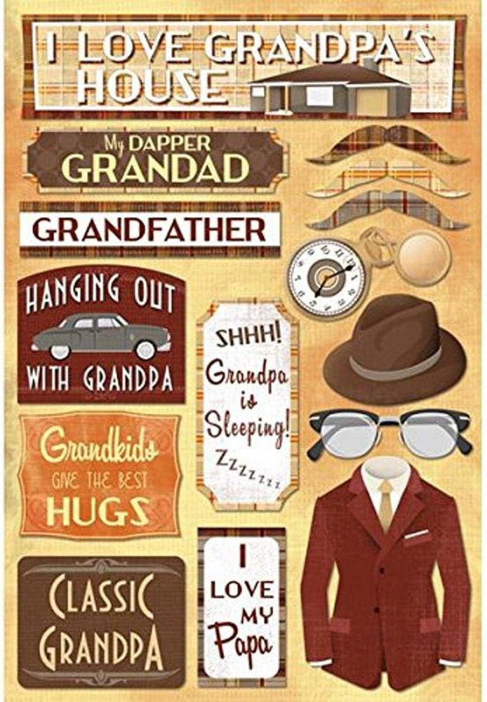 Acid and Lignin Free Scrapbooking Sticker Sheet, Classic Grandpa