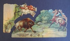 Old Die Cut. Native American buffalo hunt. Russian Empire. Late 19th century.