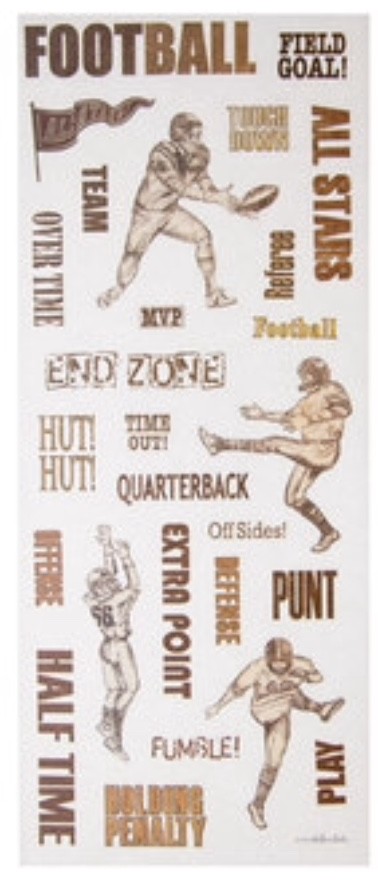 Football Phrase Scrapbook Stickers 5” x 12”