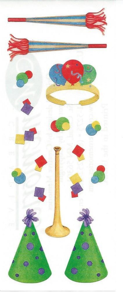 🔥VINTAGE Creative Memories Stickers BIRTHDAY PARTY HATS & HORNS NLA NOS *