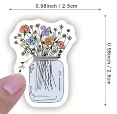 500 pcs Sticker Roll Various Floral Theme Designs Semi Gloss Self Adhesive #B