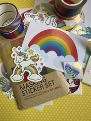 Rainbow Pride Stationery Sticker Kit Vinyl Scrapbook Collage Unicorns Stars