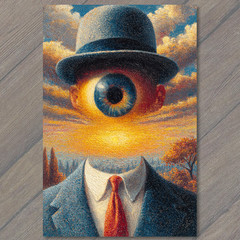 STICKER Surreal Cyclops Eye Man Bowler Hat Dreamlike Portrait