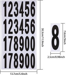 240pcs 10 Sheets Self Adhesive Vinyl Numbers Stickers Waterproof Reflective M…