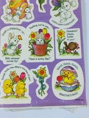 American Greetings Easter Bunny Chick Stickers 4 Pages Forget Me Not VTG 90’S+++