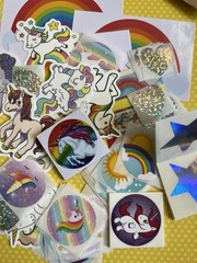 Rainbow Pride Stationery Sticker Kit Vinyl Scrapbook Collage Unicorns Stars