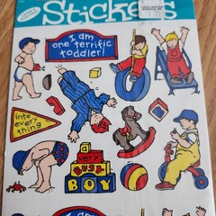 Frances Meyer Vintage Toddler Boy Stickers Busy Very Busy One Terrific NOS Sheet
