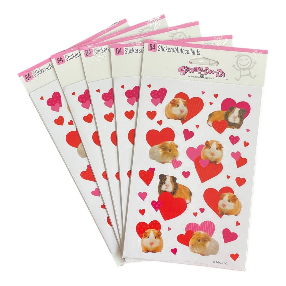 Vintage AGC Hamster hearts sticker sheets Book LOT OF 5, 420 Total Stickers