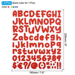 Alphabet Letters Numbers Stickers Set, 6 Sheets Self Adhesive Decal, Multi-color