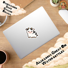 Cute Cow Sticker, Kawaii Animal Decal, Funny Vinyl Sticker, Laptop Sticker
