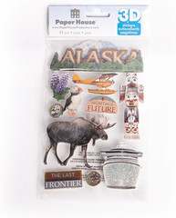 Die-Cut Dimensional & Glitter Accent Travel Scrapbook Sticker Sheet – Alaska Las