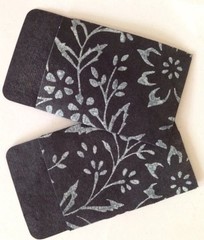 LIBRARY CARD POCKET Die-Cut(4pc) Approx.3″x1-3/4″Handmade Paper •Journaling•Deco