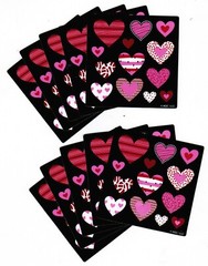 Patterned Hearts Love Stickers! 10 Small Sheets Valentine