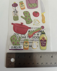 American Crafts sticko Cooking Cuisine Sticker Sheet Food Chef Theme 15 Pcs New