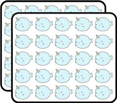 Cute Narwhal 50 Pack 1-Inch Retro Stickers for Scrapbooking, Journals, Planners,