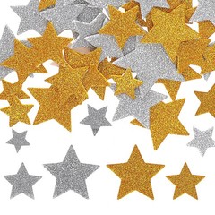 100 PCS Glitter Foam Stickers Gold Silver Foam Star Stickers Self Adhesive Glitt