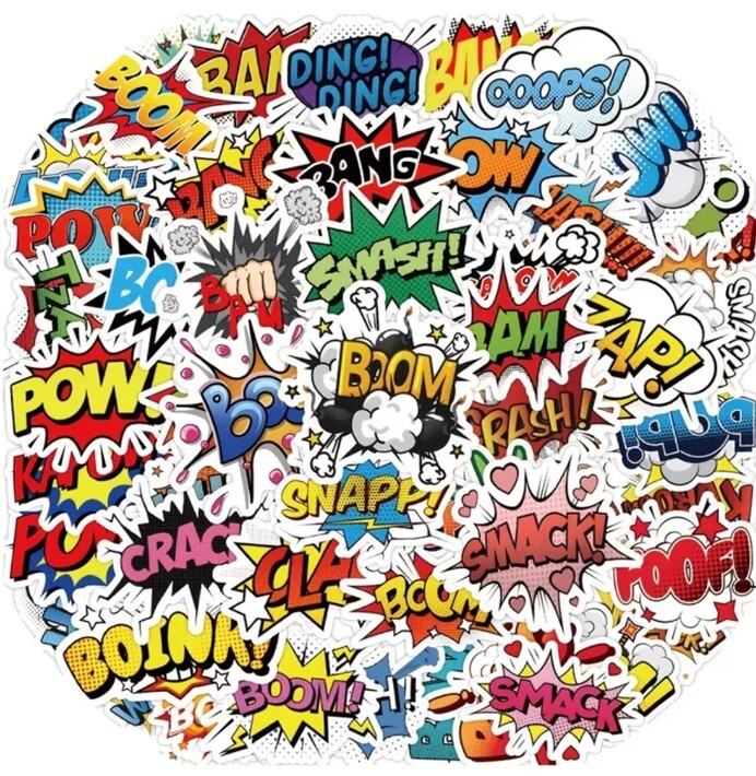 10pcs Comic Book Action Word Stickers- Scrapbook, Journal, DIY Crafts & Cards