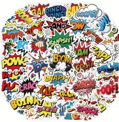 10pcs Comic Book Action Word Stickers- Scrapbook, Journal, DIY Crafts & Cards