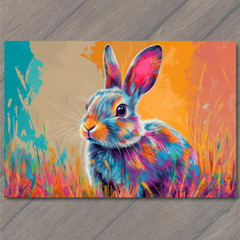 STICKER Bunny Rabbit Easter Color Explosion Whimsical Bright Pop Art Neon Fun