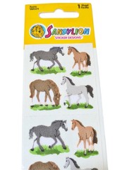 Sandylion Multicolor Horses In Grass Ponies Fuzzy Stickers Scrapbooking VTG Rare