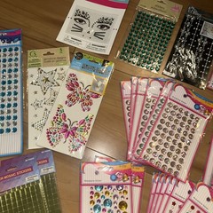 Lot Of 60 New Gemstone Rhinestone Jewel Stickers Crafts Self Adhesive Stick on