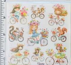 Violette Stickers Girls & Squirrels on Bikes Crafts Planner Supply Scrapbook