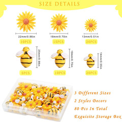 100 Pcs Resin Bees Daisy Decor Bumblebee Sunflowers Embellishment Bees Charms…