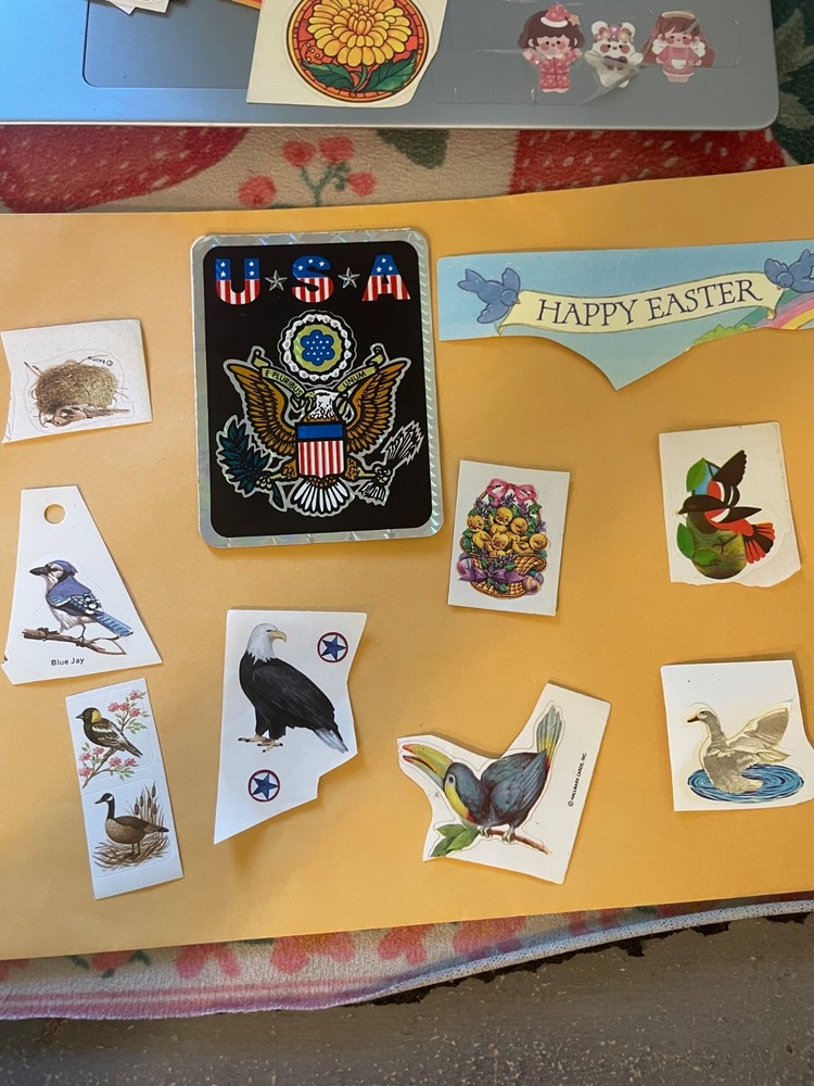 Vintage 10 Bird Stickers