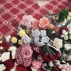 250 Mixed Sizes Open Satin Ribbon Flower Wedding bouquet DIY Scrapbook