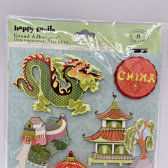 K&Company Scrapbook Stickers 3D «Happy Trails China» Grand Adhesions 8 Stickers