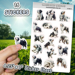 Old English Sheepdog Stickers for Journals, Scrapbooks, Planners, Glossy, Matte