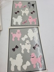 Hallmark Vintage 1983 Fuzzy Poodle Sticker Sheets Pink Poodles Dogs 2new, 2 Part