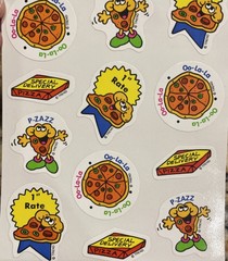 Vintage TREND Stinky Stickers full sheet 12 scratch sniff smell T-173 PIZZA