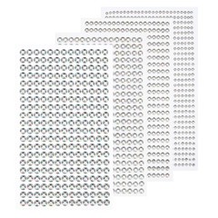 3584 Pcs 8 Sheets Transparent White Rhinestone Stickers 3/4/5/6mm Adhesive Gems