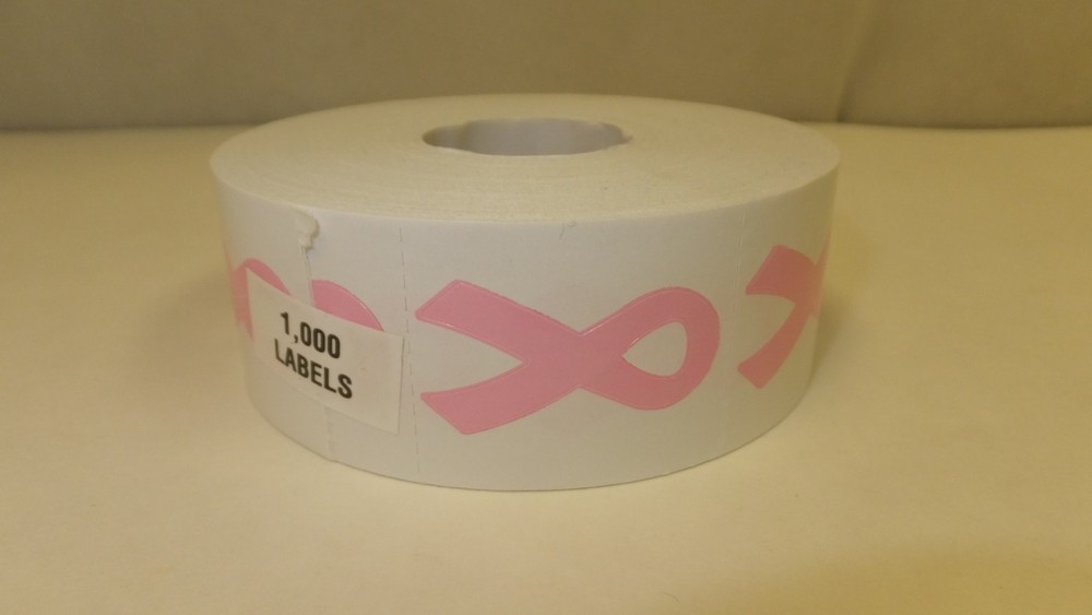 Pink Ribbon Breast Cancer Awareness Tanning Stickers (perforated) Roll of 1000