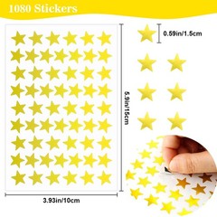 1080 PCS Gold Star Stickers, Foil Metallic Reward Stickers, 20 Sheets