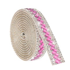 1 Yard Rhinestone Ribbon 3mm x 3mm Crystal Rhinestone Strips Pink