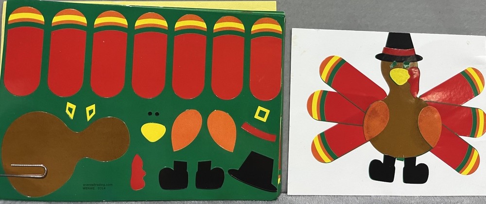 Vintage Stickers Collectible Thanksgiving Make A Turkey Craft Stickers 7 sheets