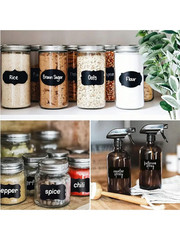 Black Waterproof Reusable Label Stickers with White Chalk for Mason Jars, Craft