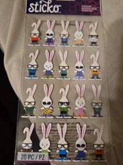 Stickers HIPSTER BUNNIES EK Success Brand 20 Piece Crafting Scrapbooking New