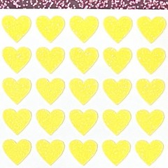 Yellow Glitter Heart Sticker Sheet! – 1/4″ to 3 inch – Cute & Sparkly!