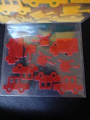 Vintage 2009 Foam Glitter Transportation Stickers 30 Pieces Green,yellow, Red