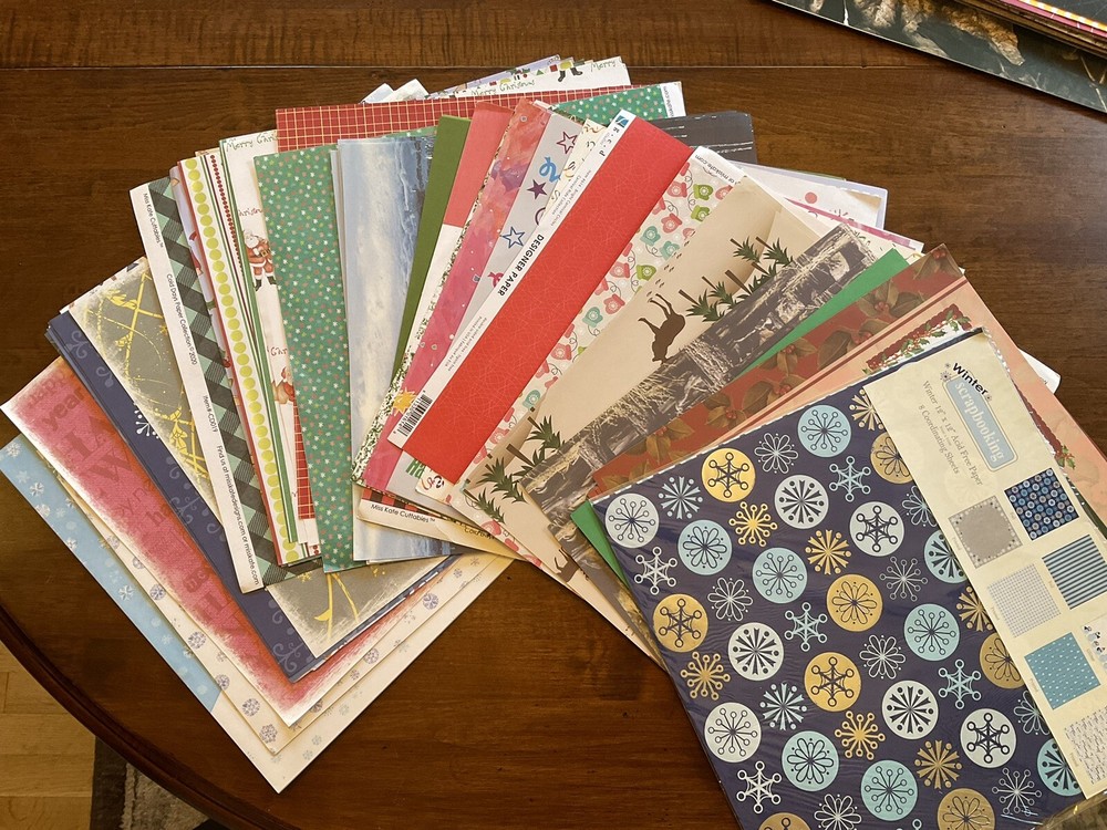5+ Lbs Scrapbooking Paper 12×12 Fall Winter Halloween Xmas New Years Themes
