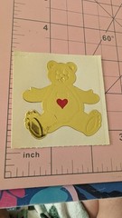 Vintage Stickers Illuminations Teddy Bear Gold Foil Embossed Sticker READ