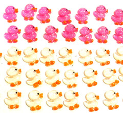 Lot of 50 Dark Pink & Yellow Duck Flatbacks For Crafting – NEW (#17)