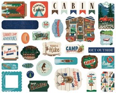 Carta Bella Summer Camp Collection Ephemera, 33 Pieces, Die Cut Cardstock Pieces